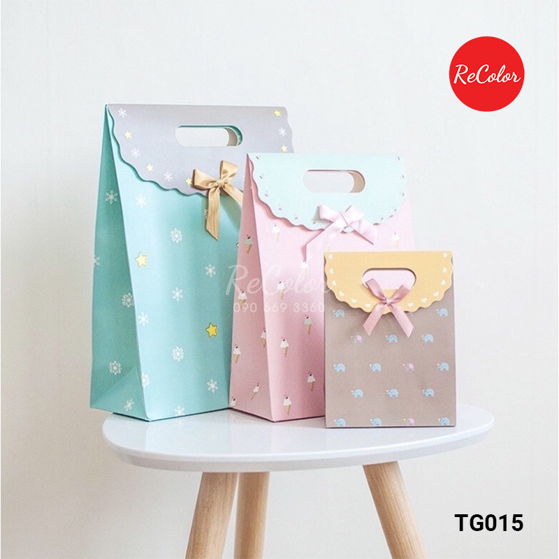 TÚI GIẤY ĐỰNG QUÀ DÁN NƠ LỤA RECOLOR TG015